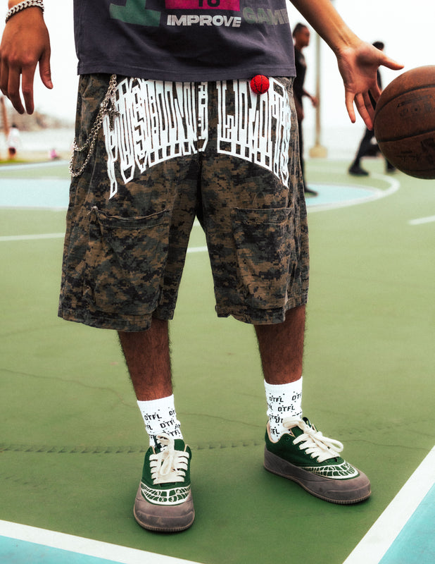 QTFL DIGI-CAMO CARGO SHORTS