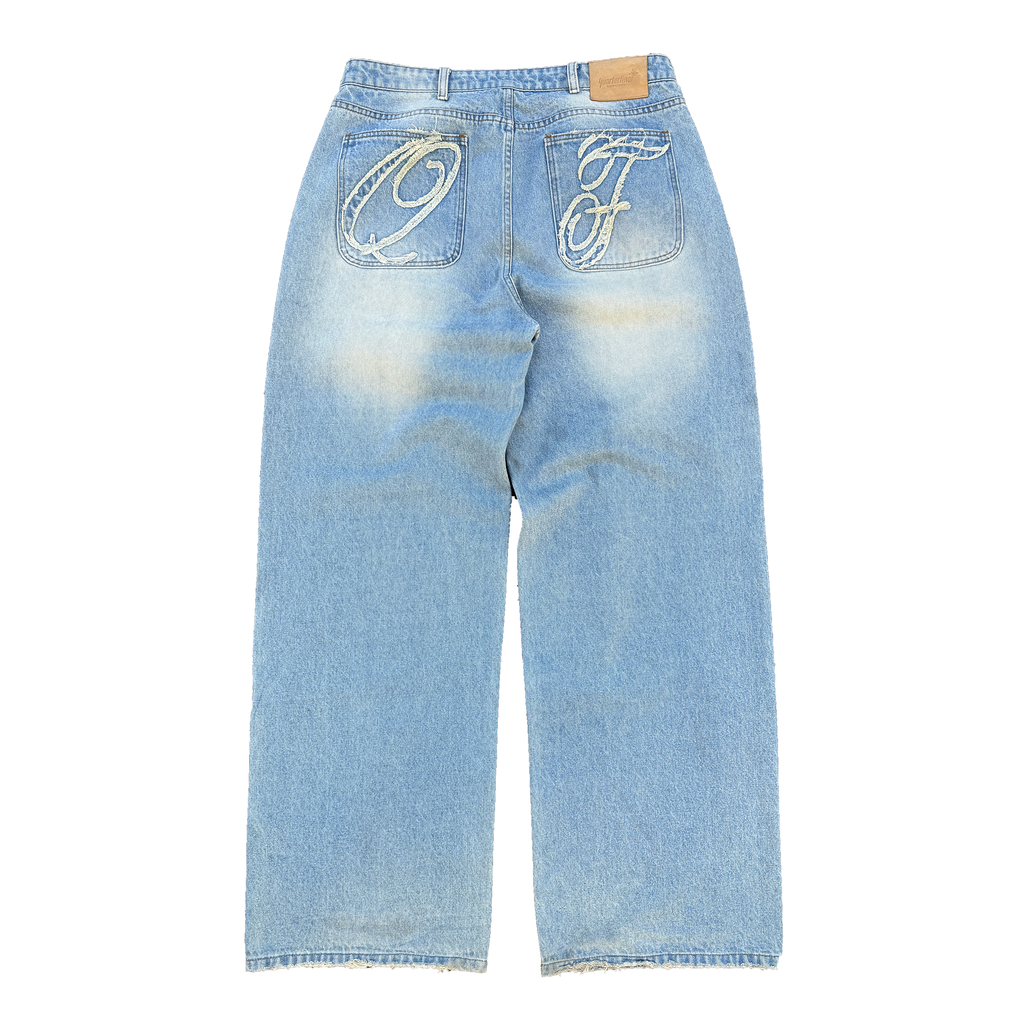 jent lou is 新作Eyelet Baggy Denim pants jent louis Eyelet Baggy Denim pants - メルカリ