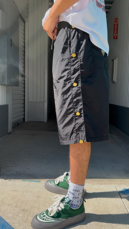 QTFL GOLD NYLON BAGGY SHORTS