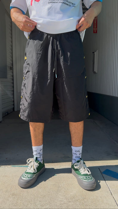 QTFL GOLD NYLON BAGGY SHORTS