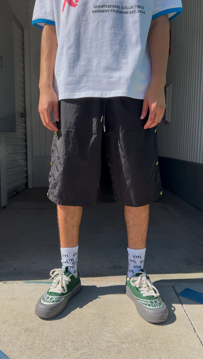 QTFL GOLD NYLON BAGGY SHORTS